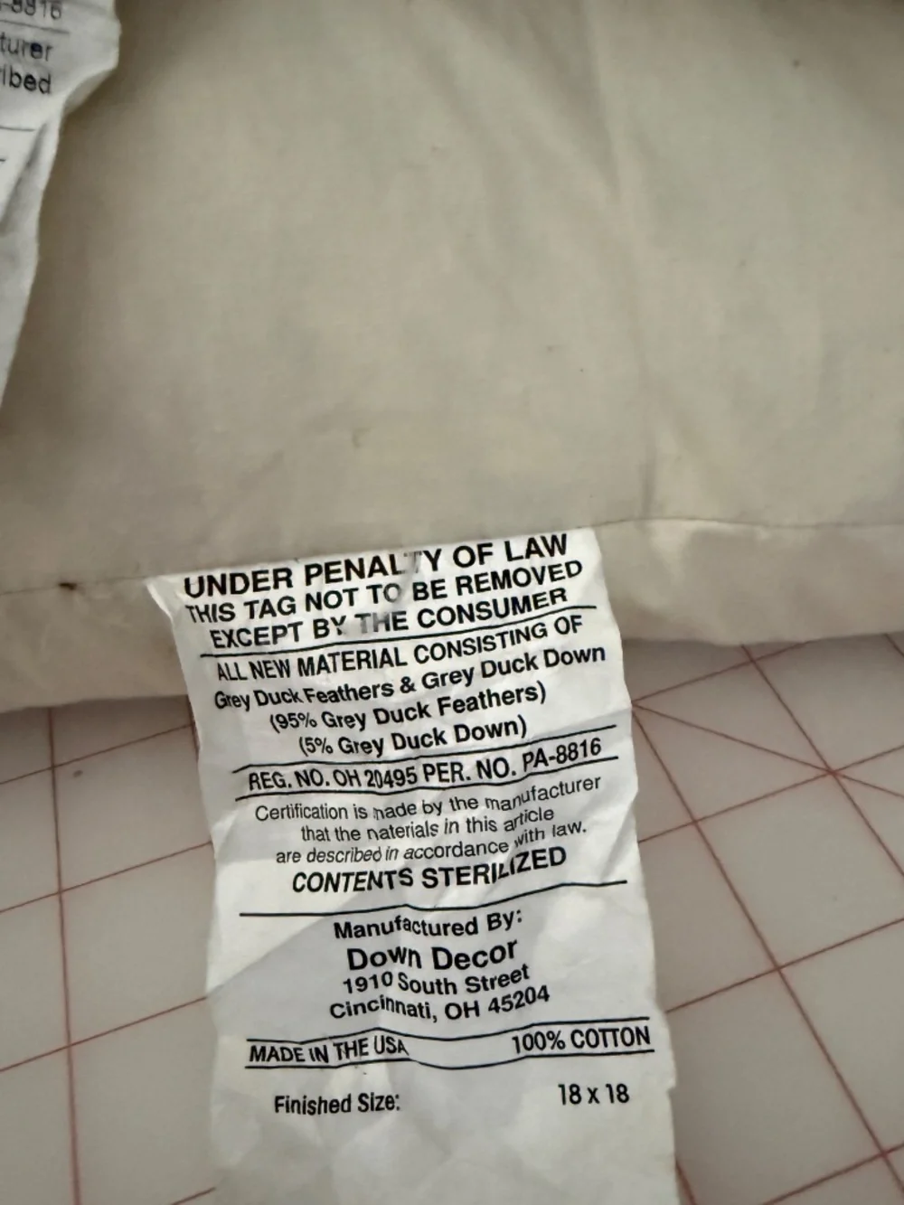 SET OF 3 DOWN/FEATHER PILLOW INSERTS